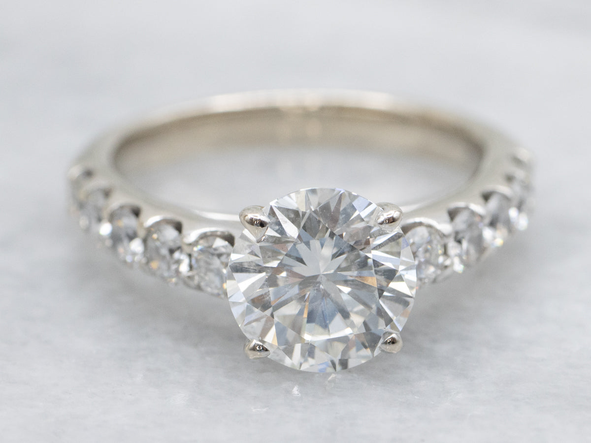 Vintage Brilliant GIA Diamond White Gold Engagement Ring