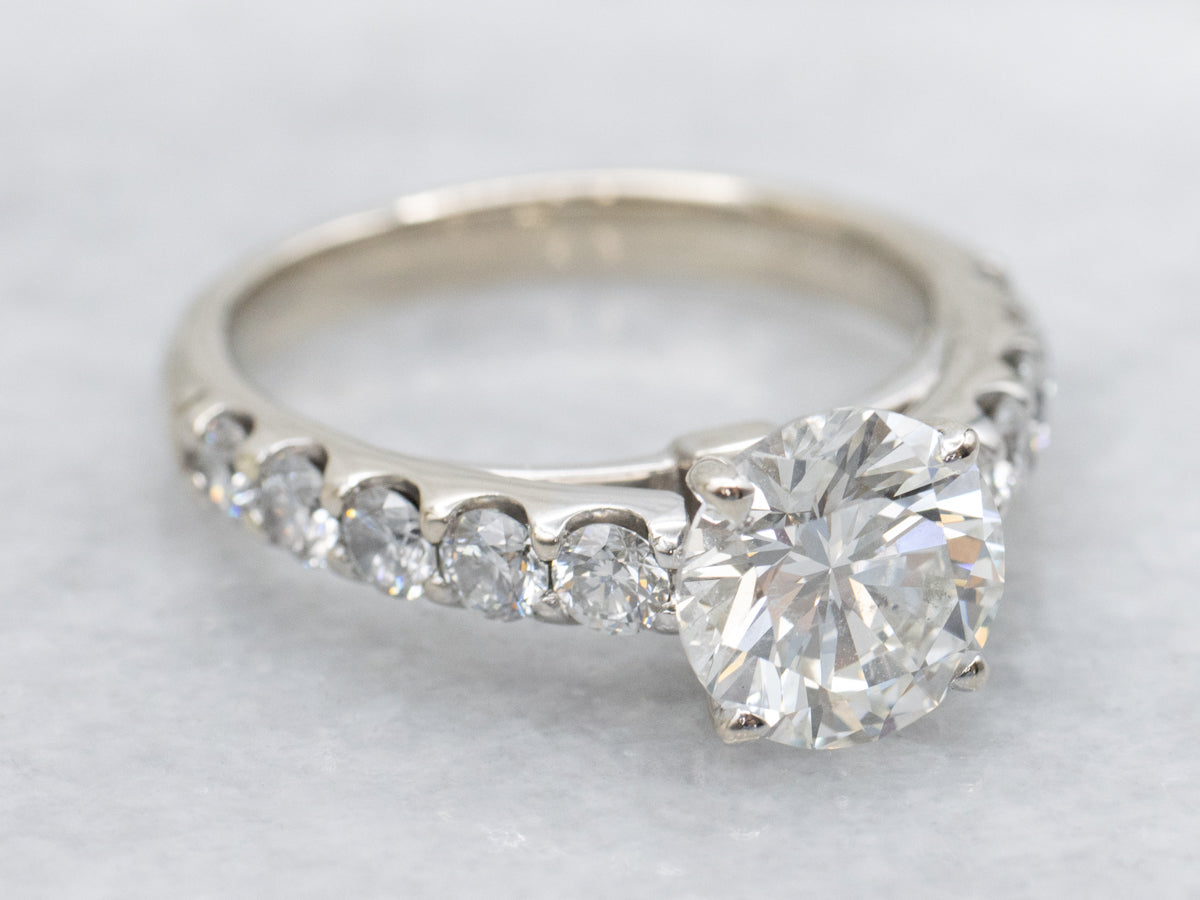 Vintage Brilliant GIA Diamond White Gold Engagement Ring