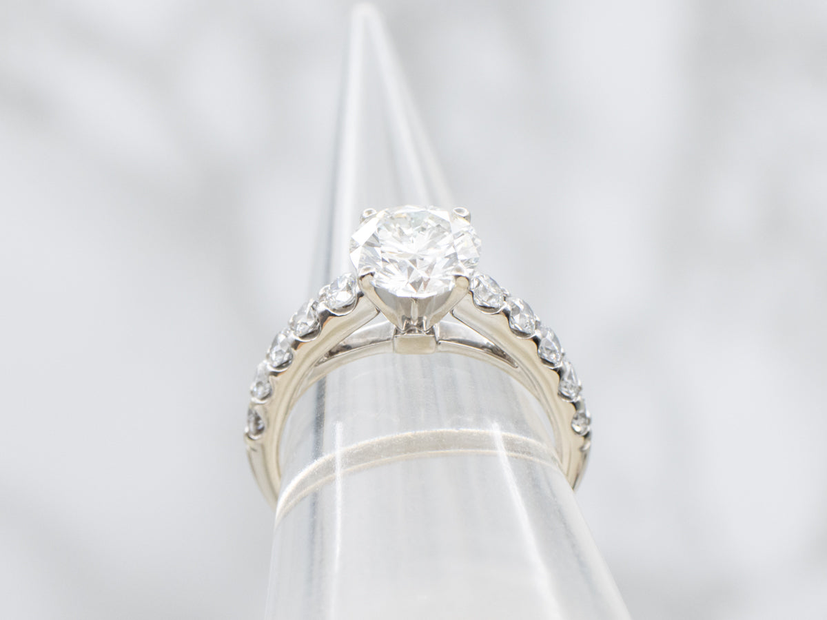 Vintage Brilliant GIA Diamond White Gold Engagement Ring