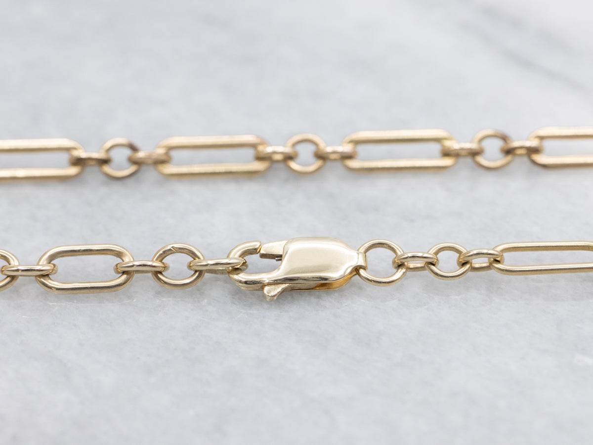 Yellow Gold Trombone Chain with Lobster Clasp