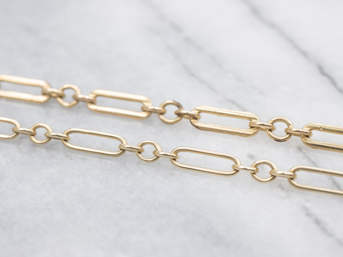 Yellow Gold Trombone Chain with Lobster Clasp