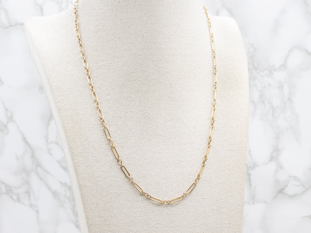 Yellow Gold Trombone Chain with Lobster Clasp