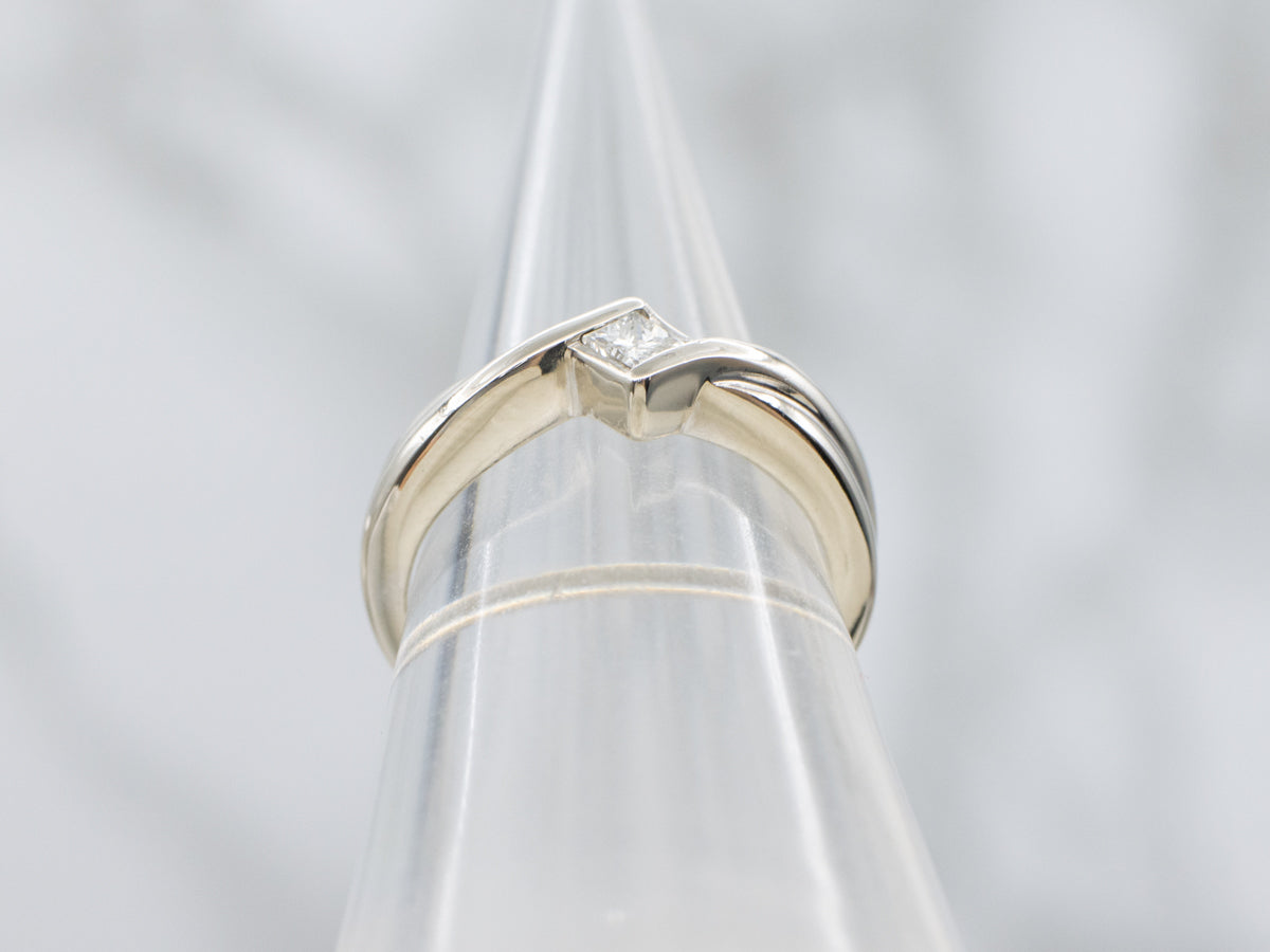 Princess-Cut Diamond White Gold Bypass Ring
