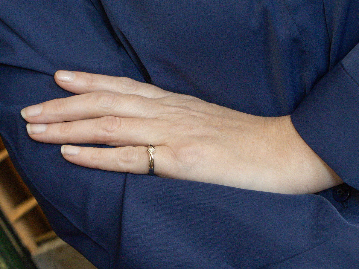 Princess-Cut Diamond White Gold Bypass Ring