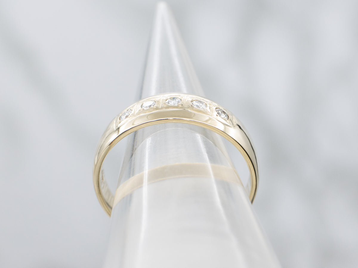 Men's Vintage Gold Flush Set Diamond Band