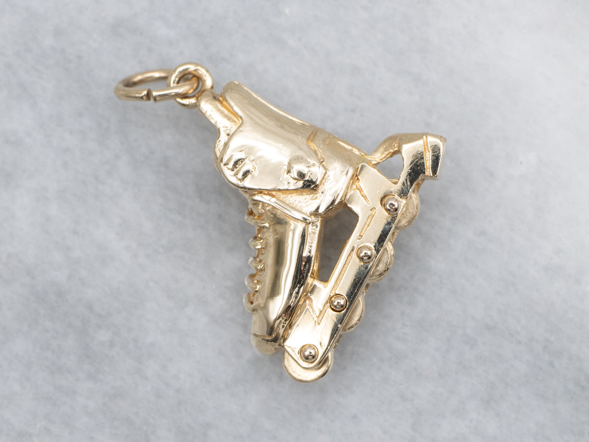 Yellow Gold Roller Blade Charm Pendant