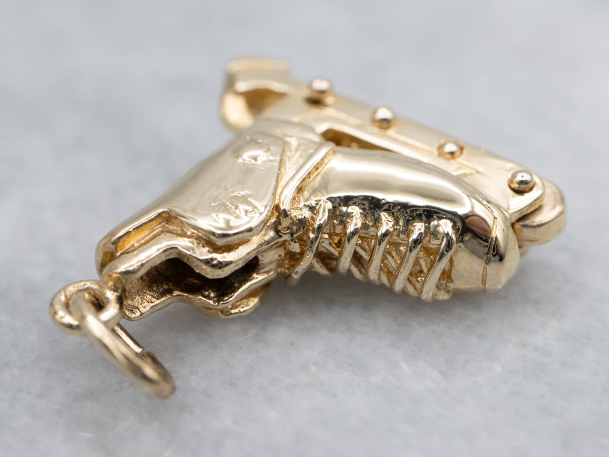 Yellow Gold Roller Blade Charm Pendant
