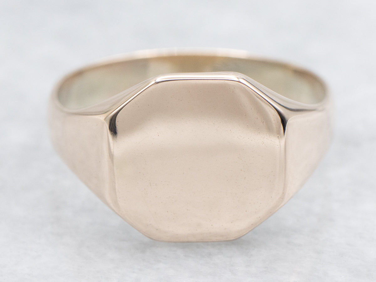 Polished Gold Octagon-Top Signet Ring