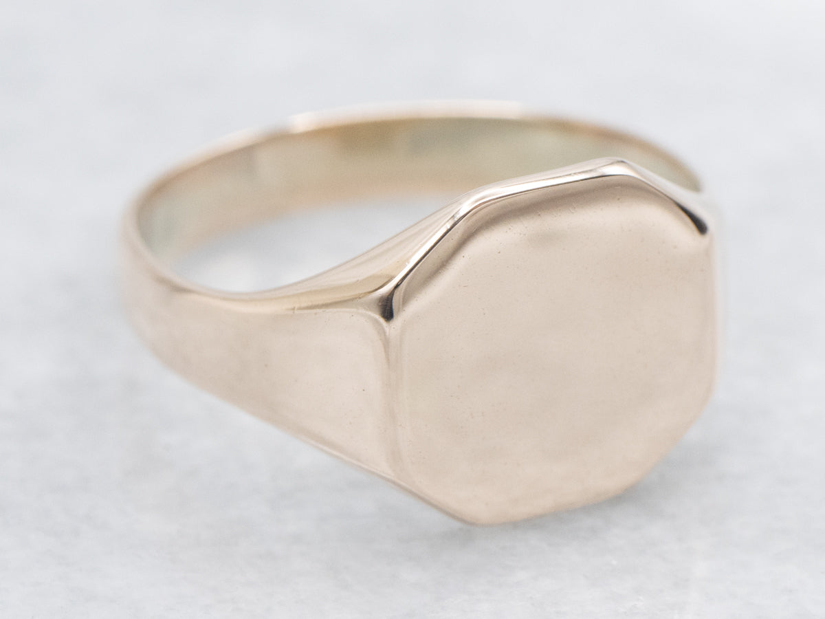 Polished Gold Octagon-Top Signet Ring