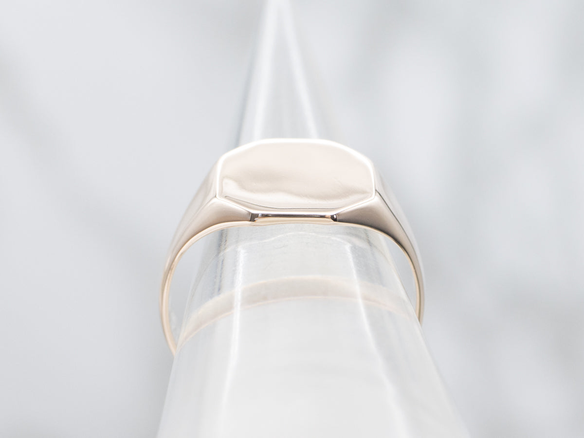 Polished Gold Octagon-Top Signet Ring