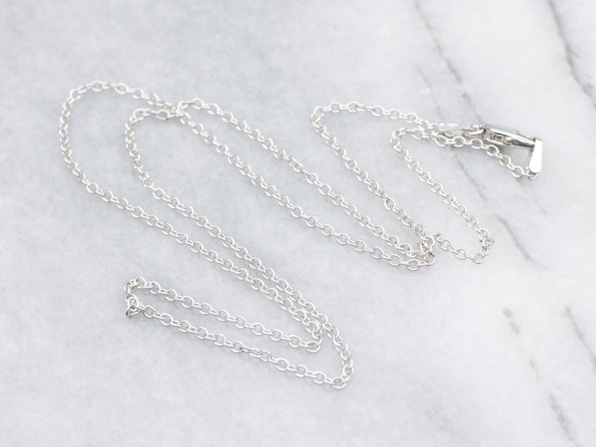 White Gold Rolo Chain with Lobster Claw Clasp