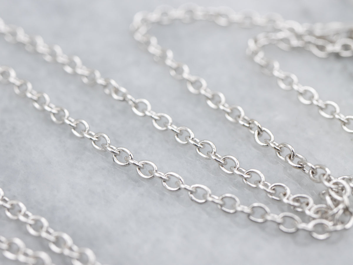 White Gold Rolo Chain with Lobster Claw Clasp