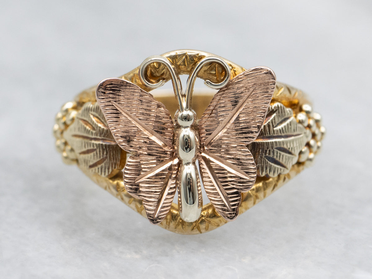 Vintage Black Hills Gold Butterfly Ring
