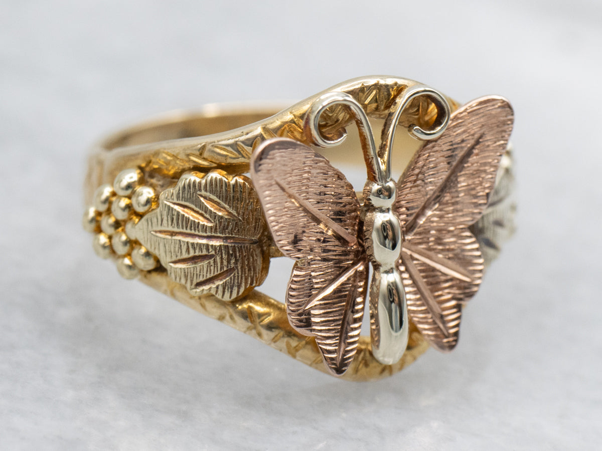 Vintage Black Hills Gold Butterfly Ring