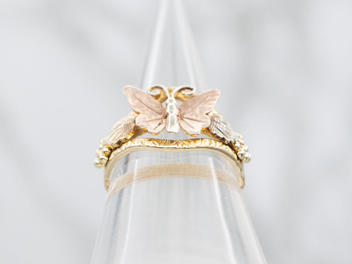 Vintage Black Hills Gold Butterfly Ring