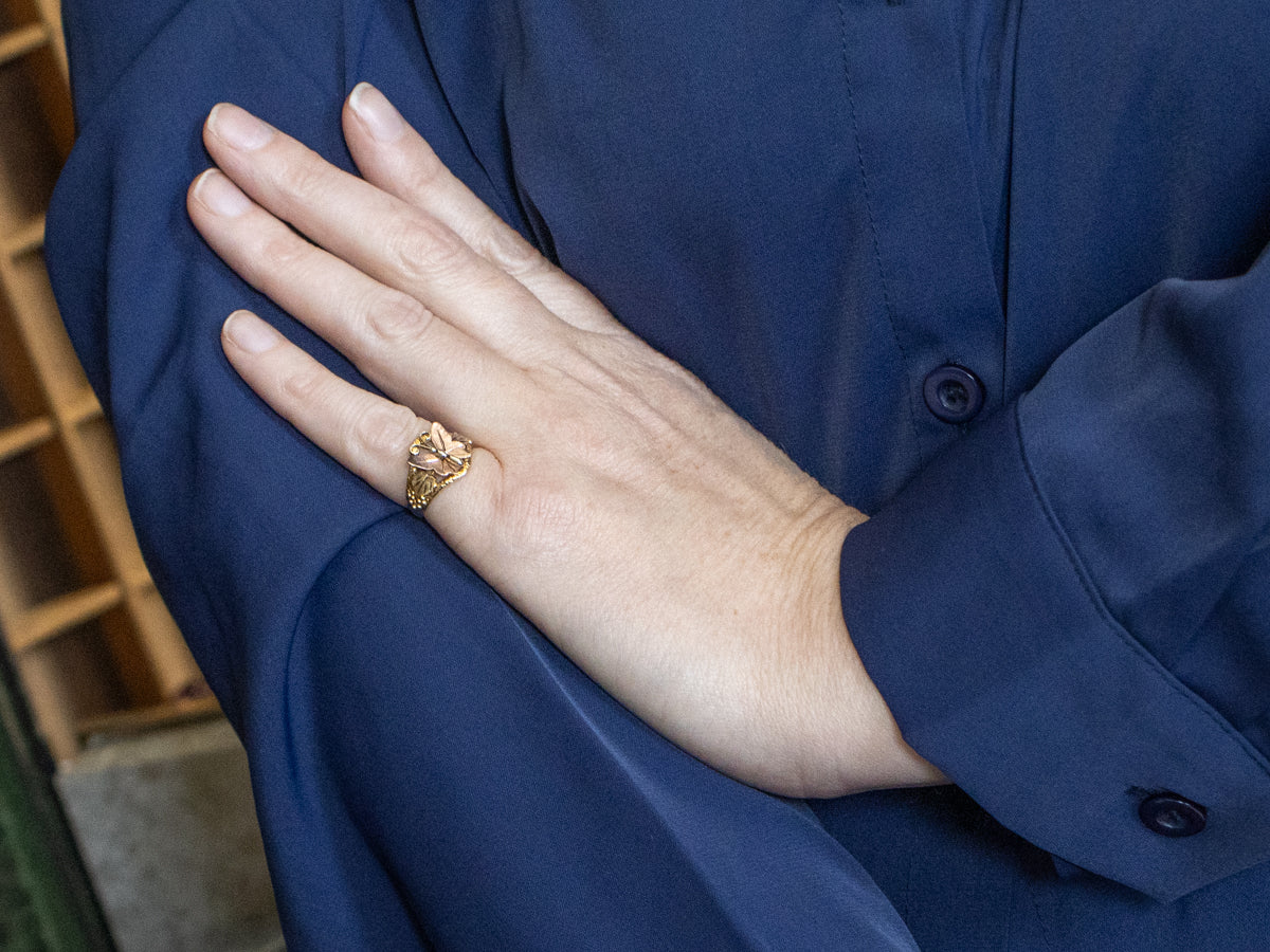 Vintage Black Hills Gold Butterfly Ring