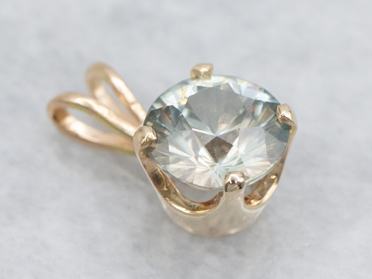 Teal and Champagne Hued Zircon Pendant