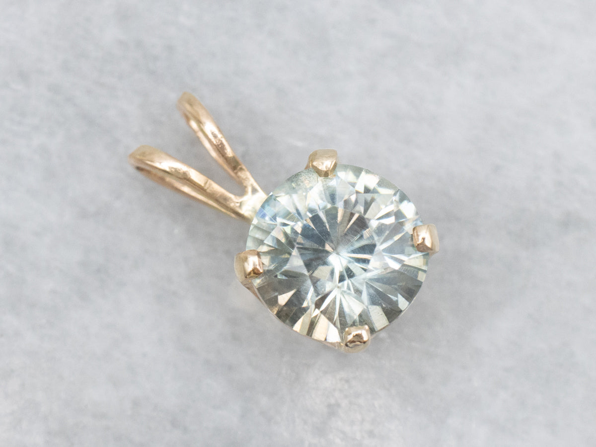 Teal and Champagne Hued Zircon Pendant