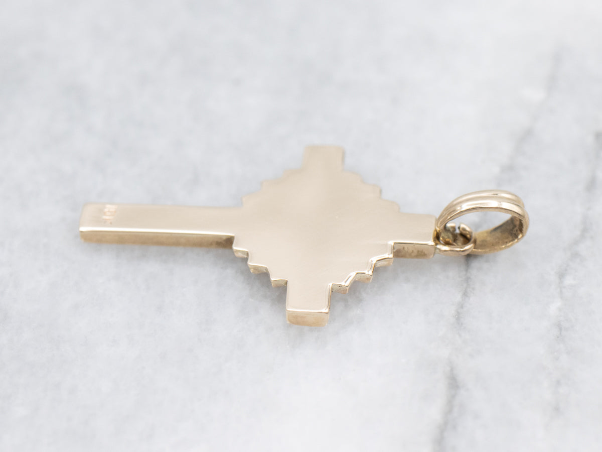 Vintage Gold Floral Cross Pendant