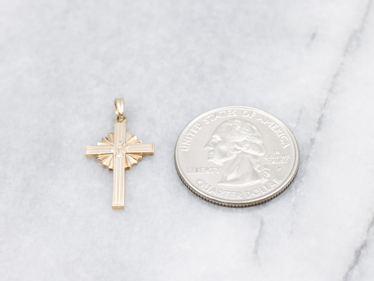 Vintage Gold Floral Cross Pendant