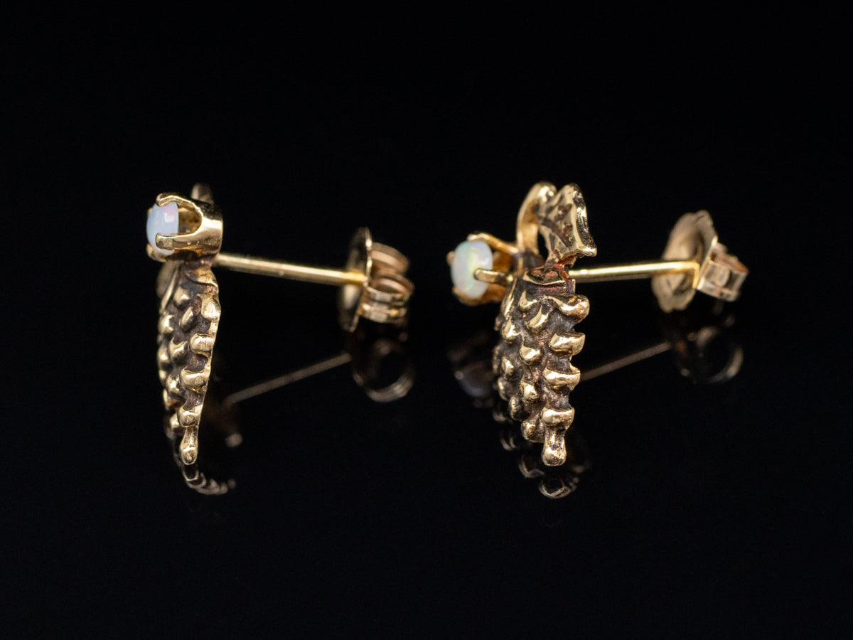 Gold Grape Bunch and Opal Stud Earrings