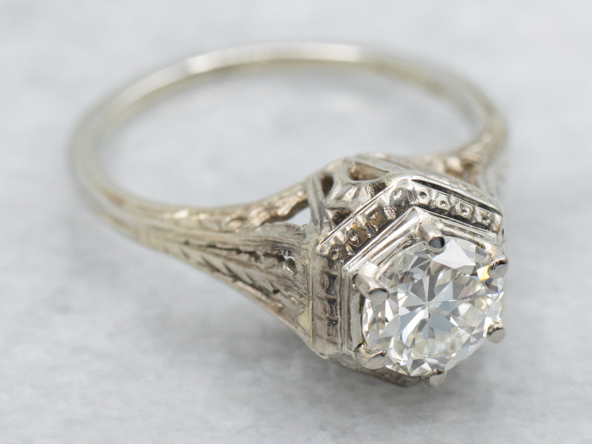 1920's Old European Cut Diamond Solitaire Engagement Ring