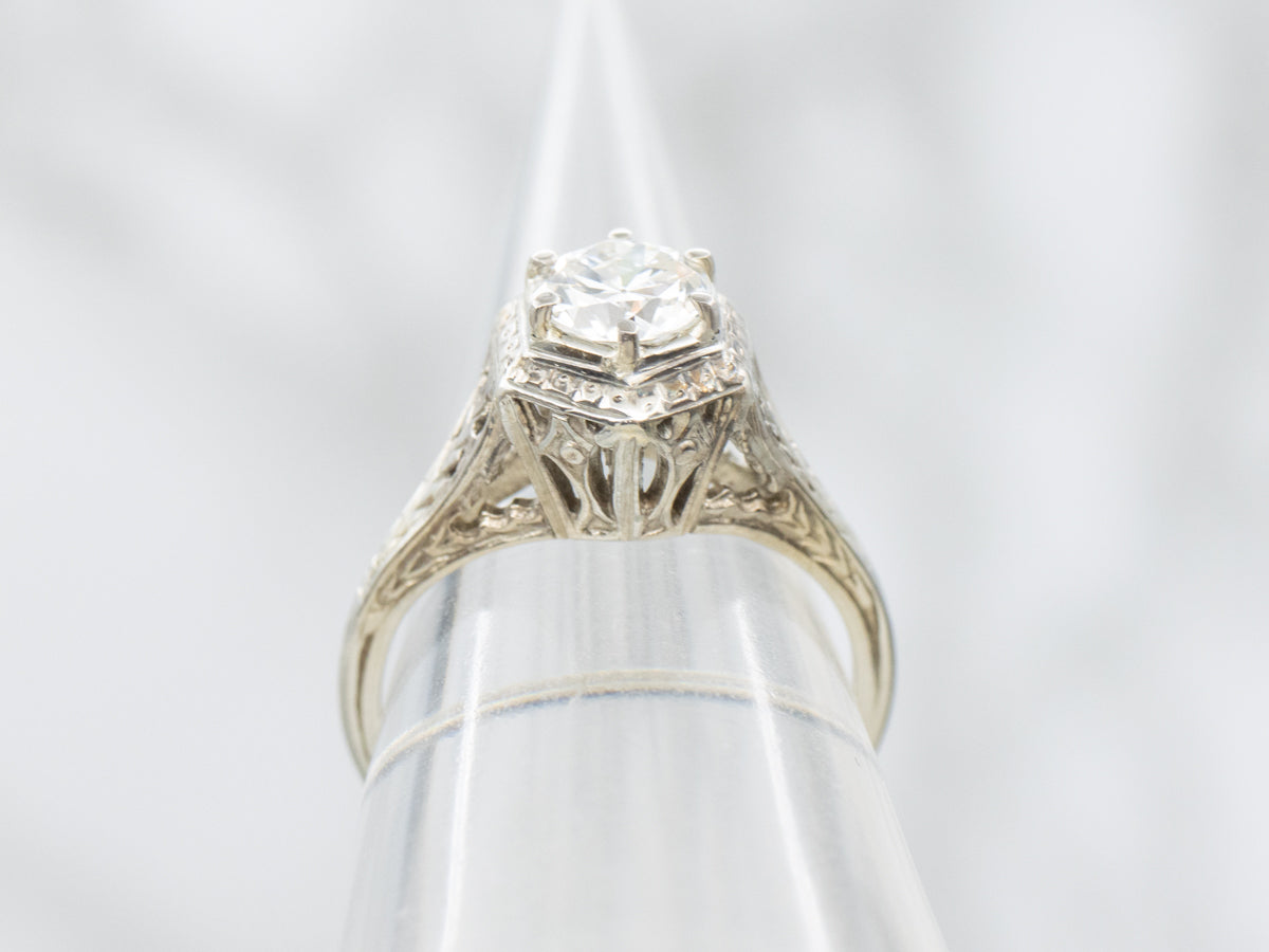 1920's Old European Cut Diamond Solitaire Engagement Ring