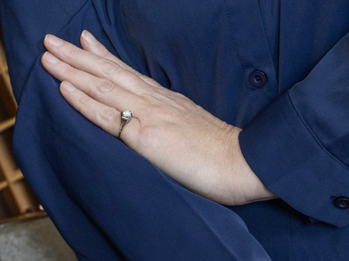 1920's Old European Cut Diamond Solitaire Engagement Ring