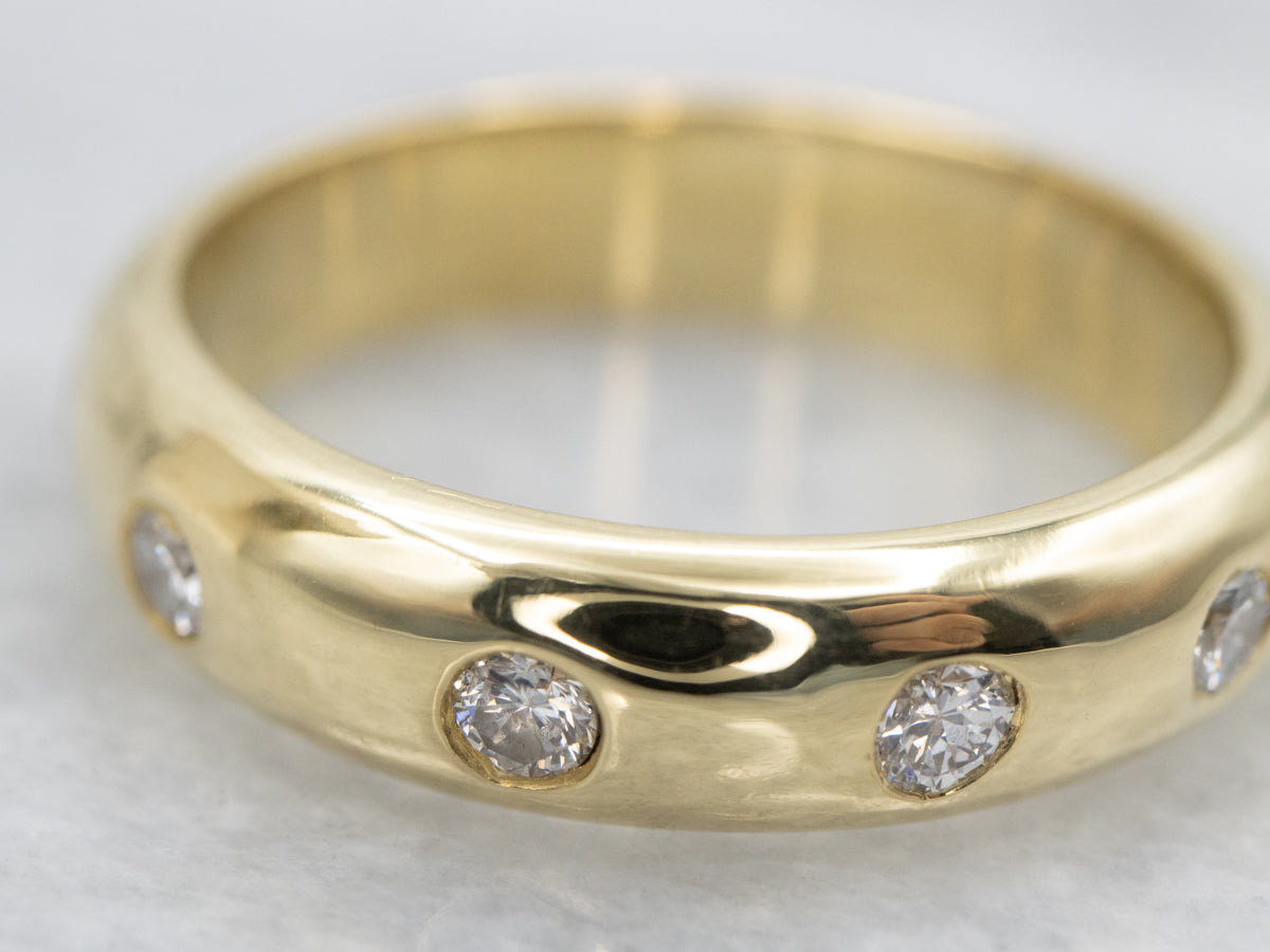 Flush-Set Diamond 18-Karat Gold Band