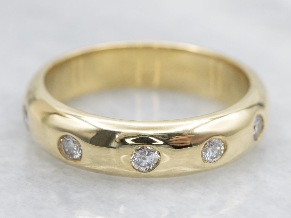 Flush-Set Diamond 18-Karat Gold Band