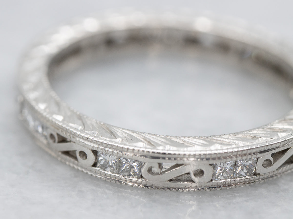 Scrolling Princess-Cut Diamond Eternity Band