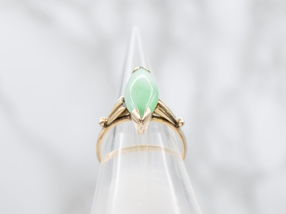 Marquis-Cut Jadeite Vintage Gold Ring