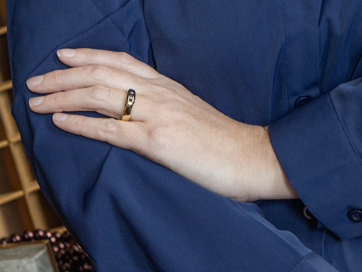 Channel Set Sapphire and Diamond Yellow Gold Band