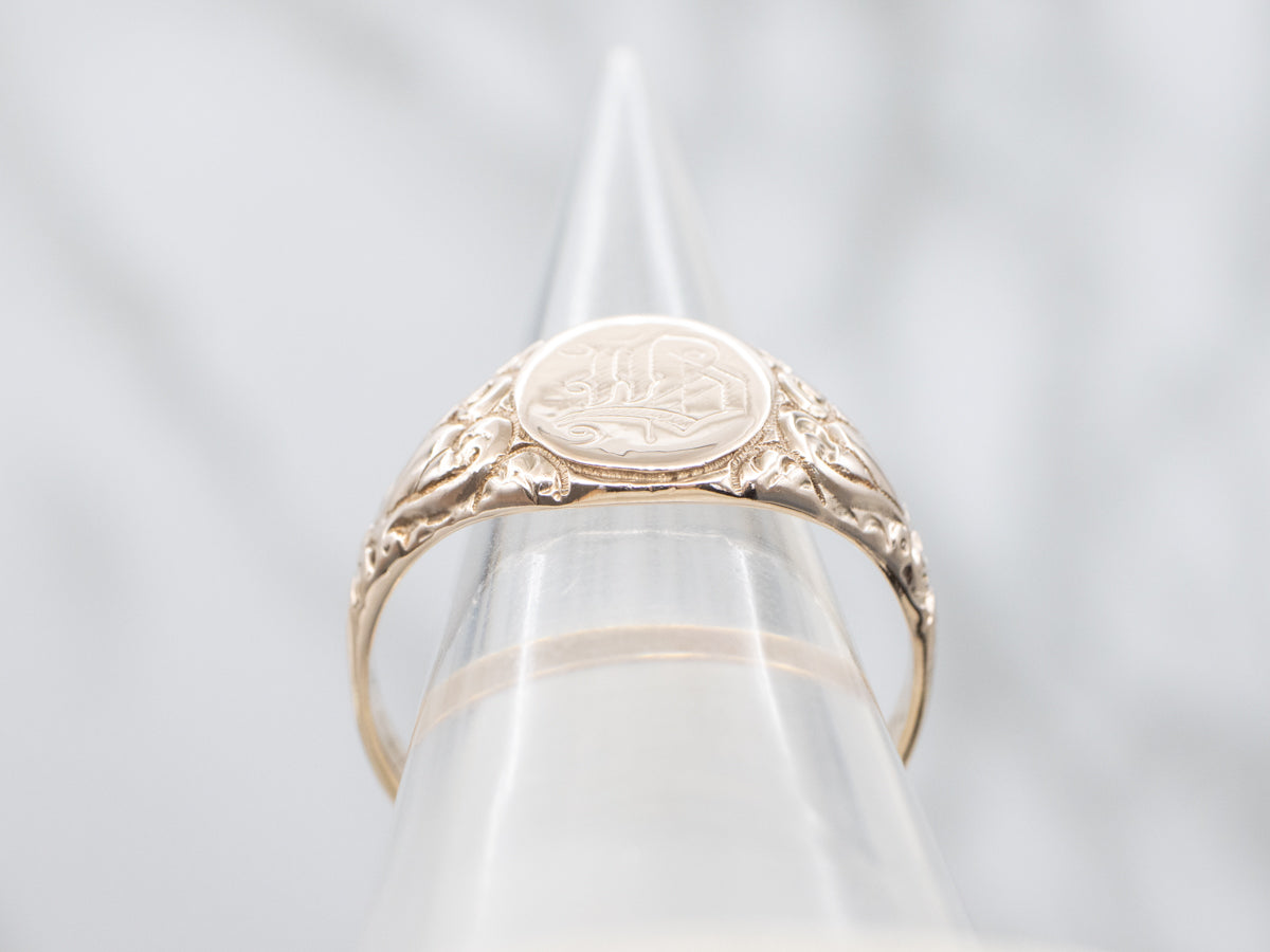 Initial "B" Engraved Gold Signet Ring