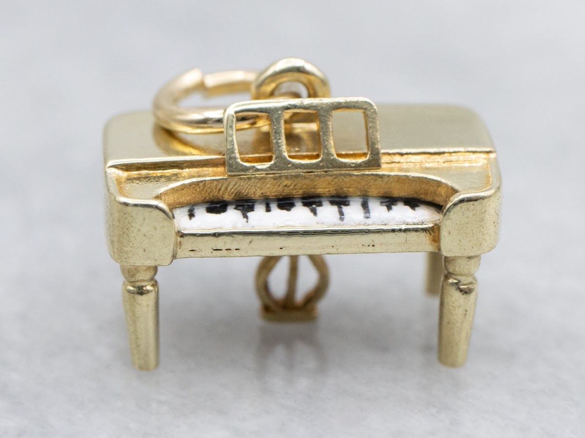 Yellow Gold Enamel Piano Charm
