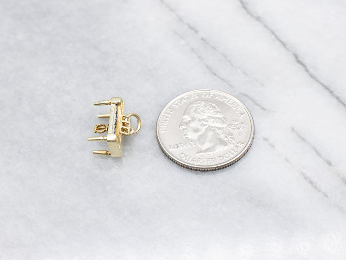 Yellow Gold Enamel Piano Charm