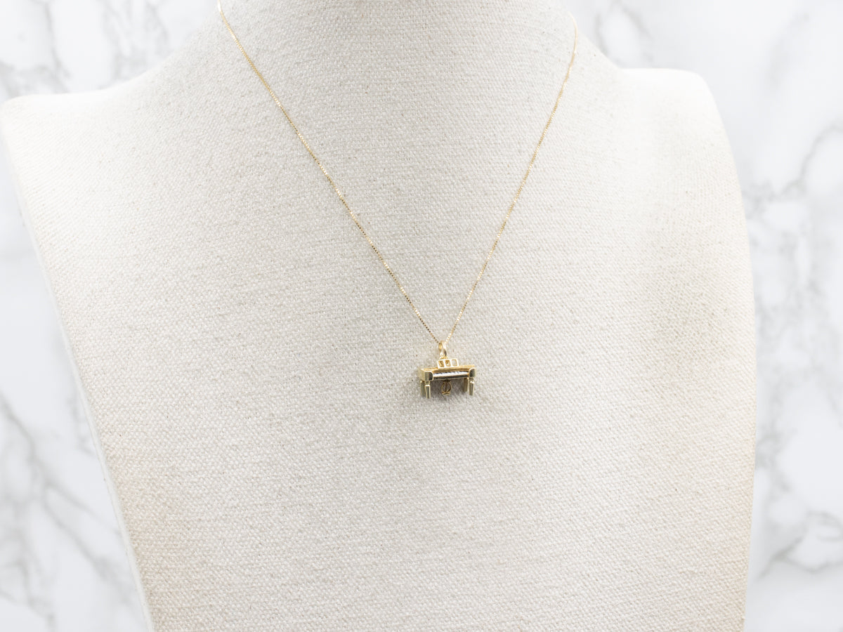 Yellow Gold Enamel Piano Charm