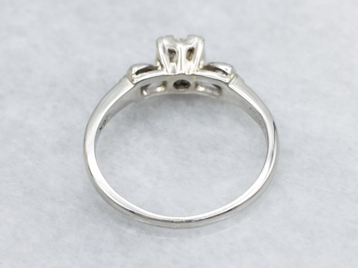 Vintage 14K White Gold Diamond Engagement Ring