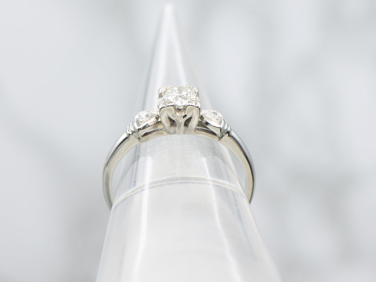 Vintage 14K White Gold Diamond Engagement Ring