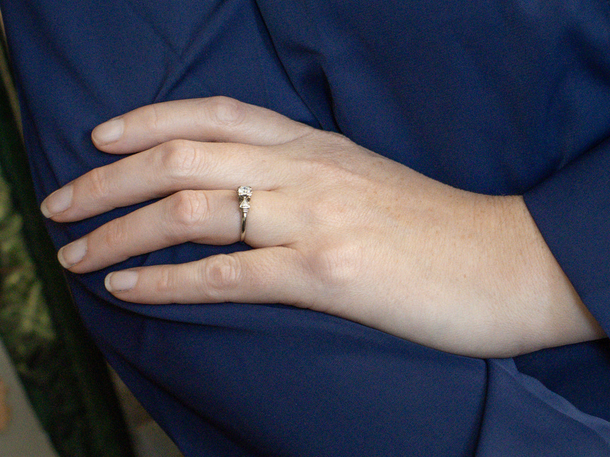 Vintage 14K White Gold Diamond Engagement Ring