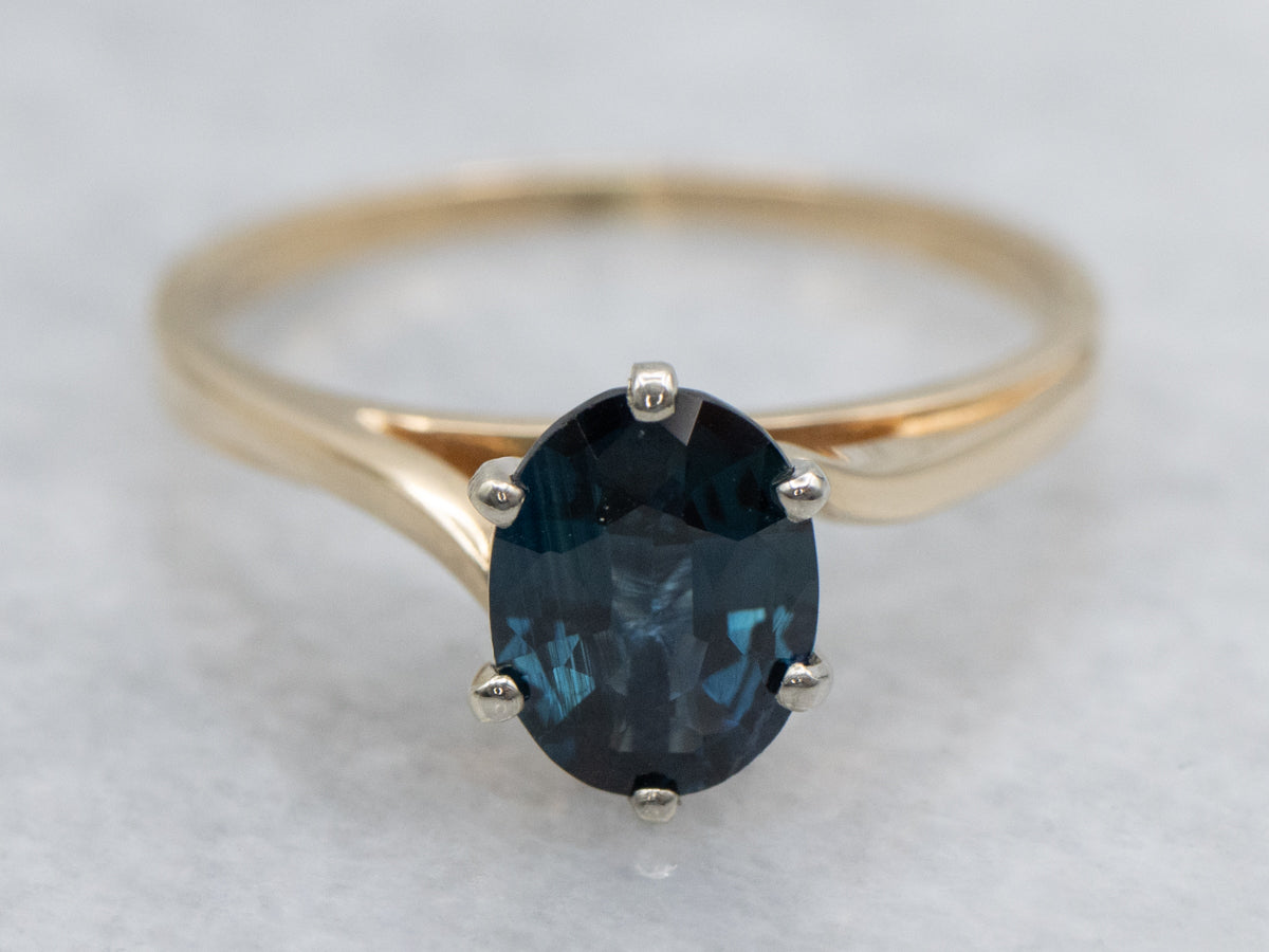 Sapphire Solitaire Bypass Ring