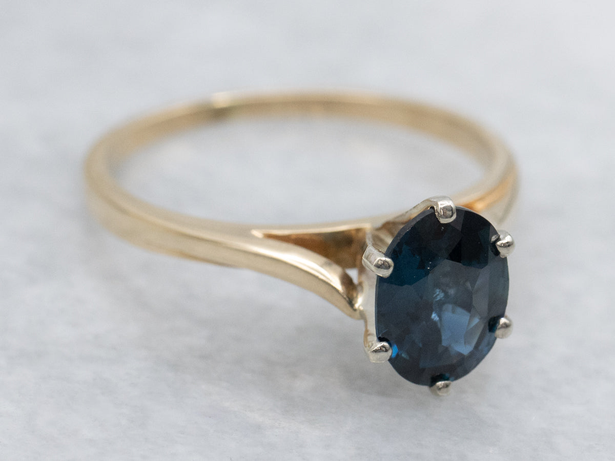 Sapphire Solitaire Bypass Ring