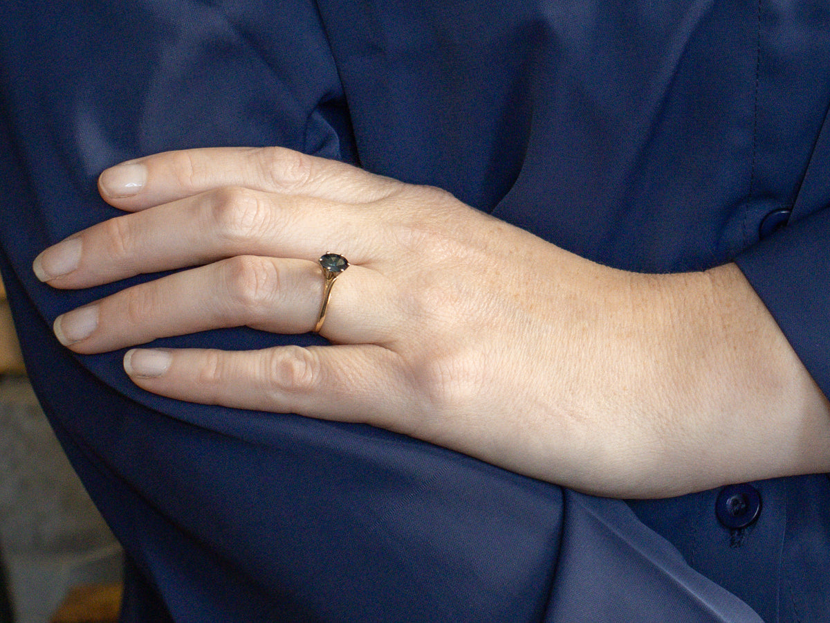 Sapphire Solitaire Bypass Ring