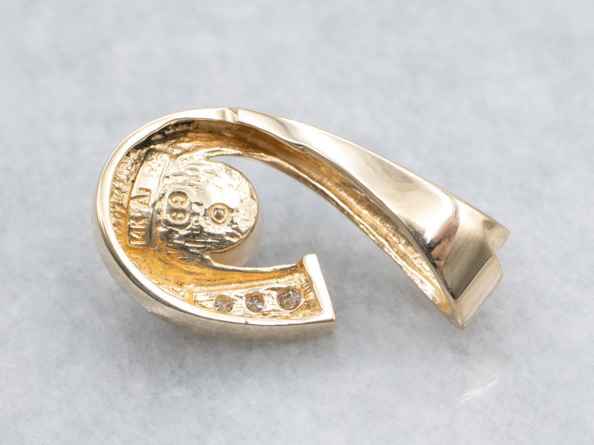 Saltwater Pearl and Diamond Modern Gold Pendant