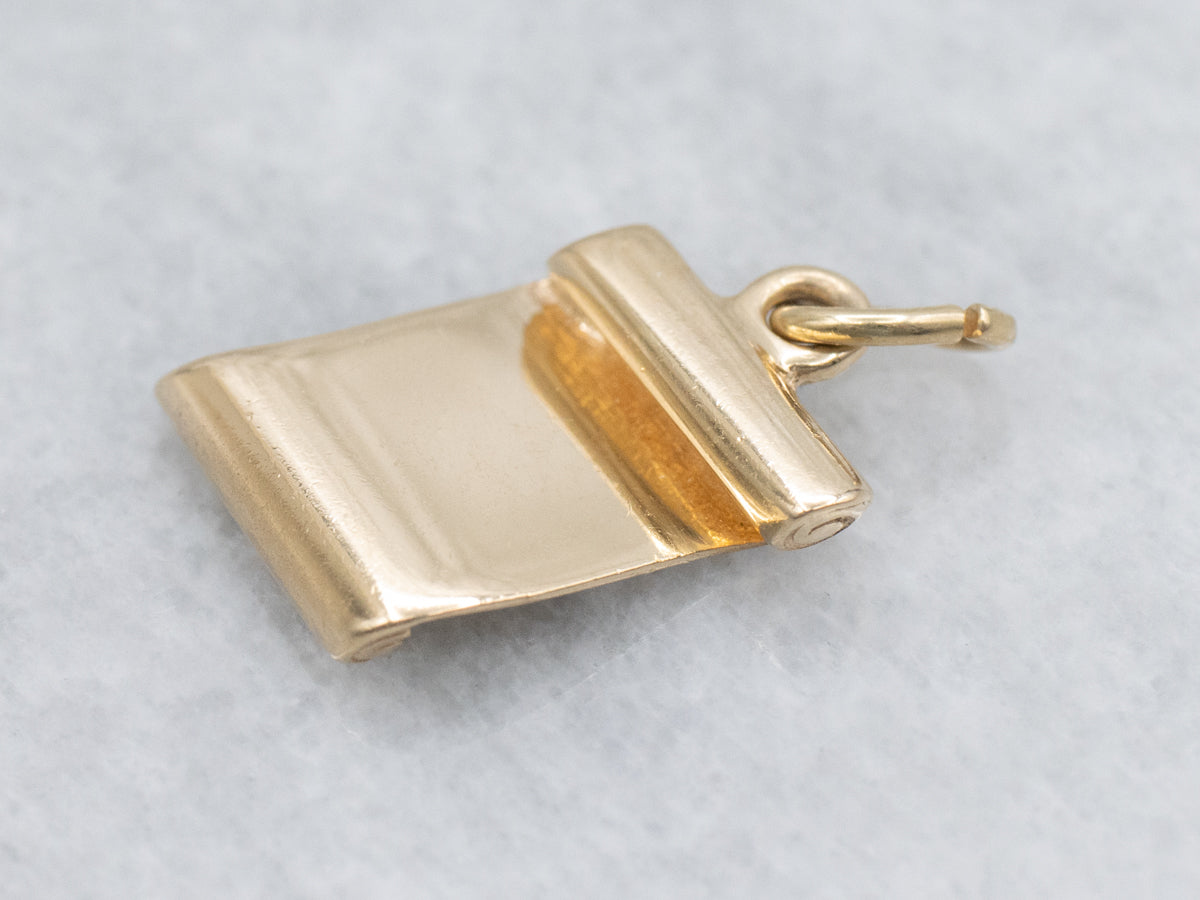Vintage Yellow Gold Diploma Charm Pendant