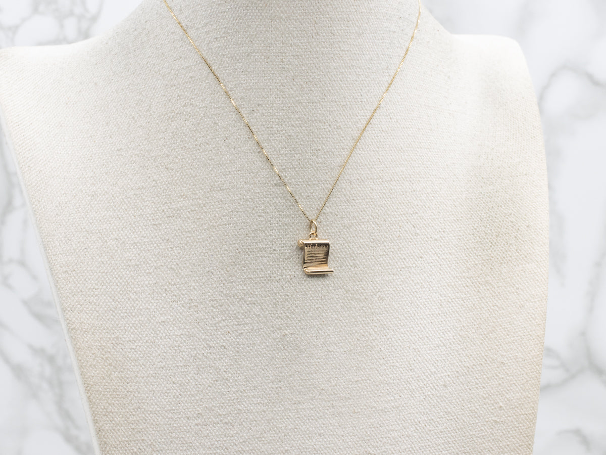 Vintage Yellow Gold Diploma Charm Pendant