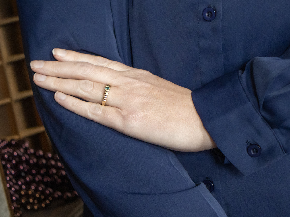 Modern Gold Indicolite Tourmaline Solitaire Ring