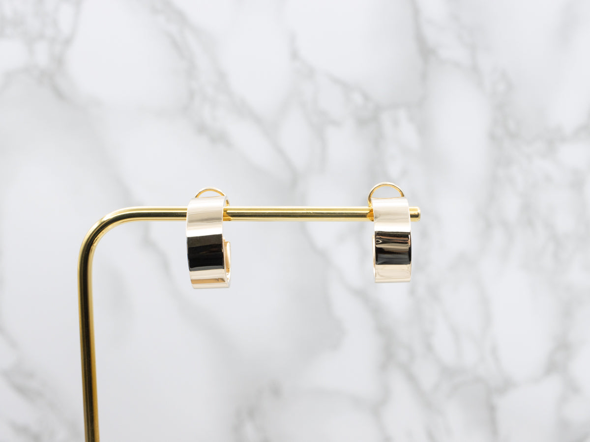 Wide Flat Yellow Gold Hoop Earrings
