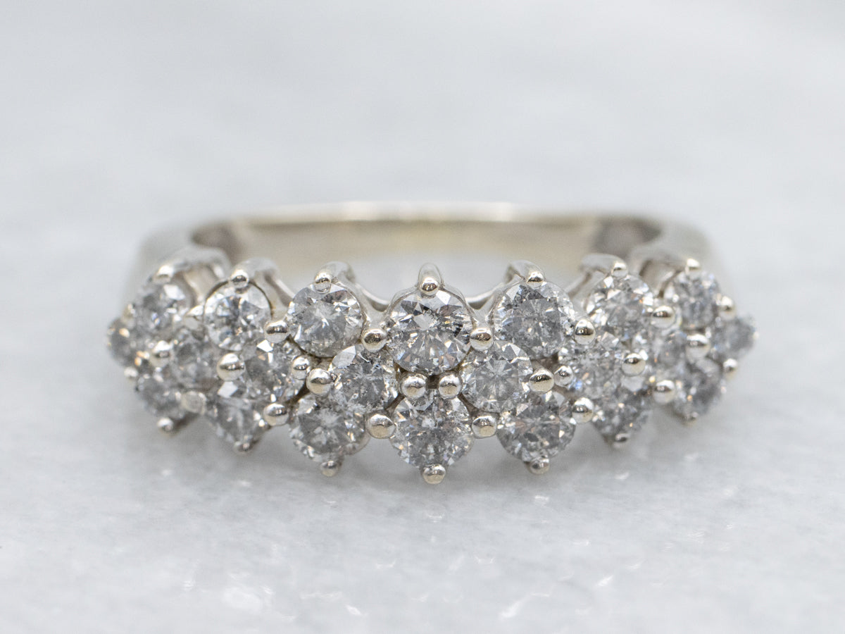 Sparkling Triple-Row Diamond Band in White Gold