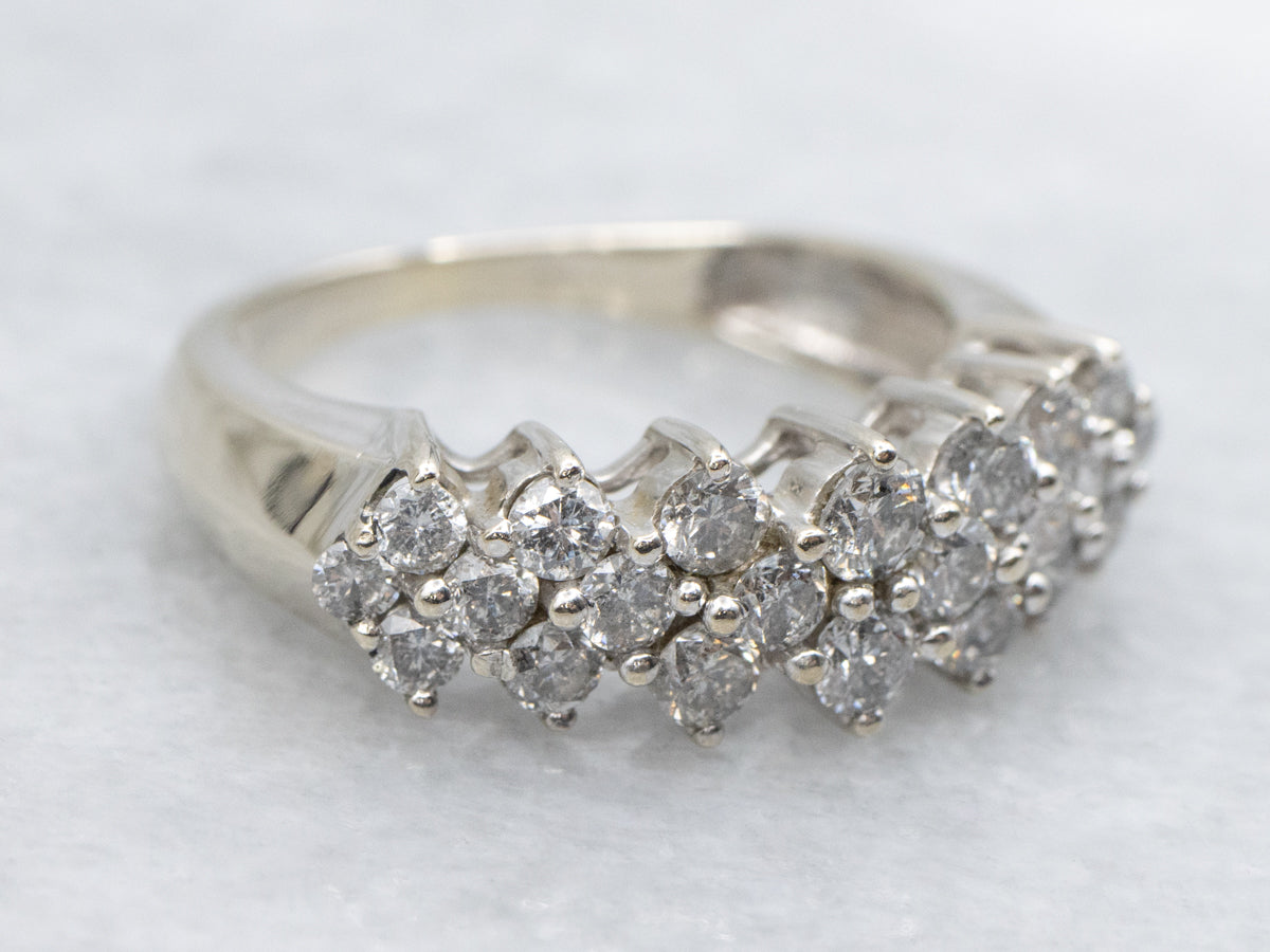 Sparkling Triple-Row Diamond Band in White Gold